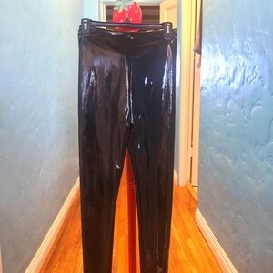Aqua patent leather pants